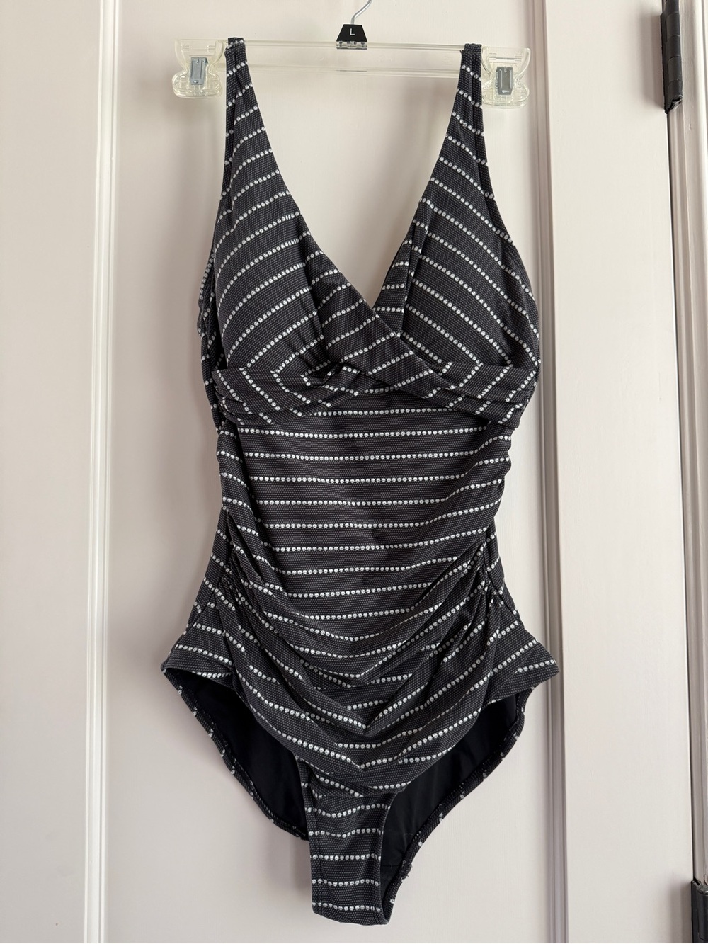 Black & White Striped One-Piece Swimsuit - Classic Ruched Fit
